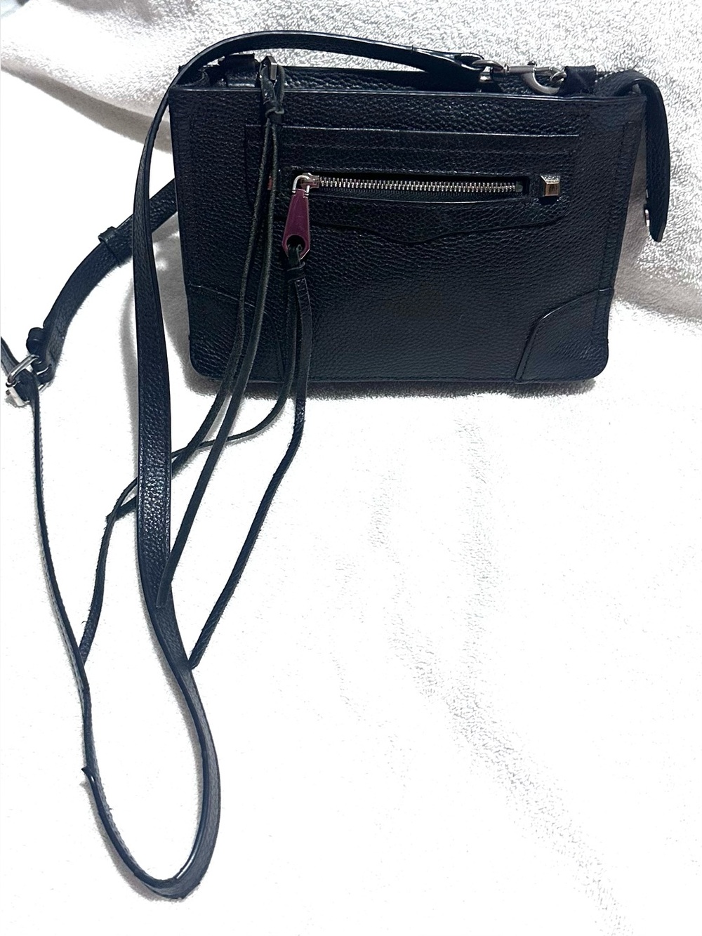 Rebecca Minkoff Black Pebbled Leather Mini Crossbody